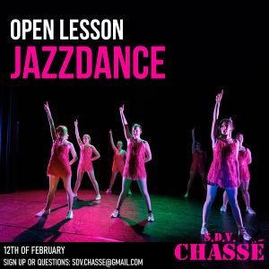 Image of dancers with text for Open lessons on February 12th